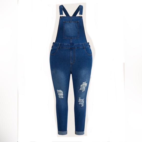 Ripped Denim Overalls - Picture 1 of 2